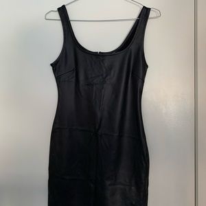 Faux leather body con dress